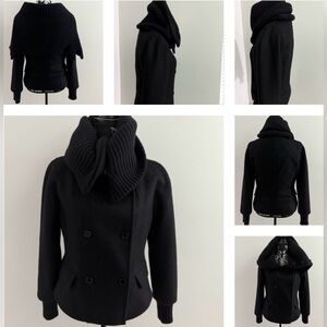 MAXMARA WOOL , KNIT SHAWL MULTIFUNCTIONAL PEA COAT FOR FASHIONABLE CREATIVITY